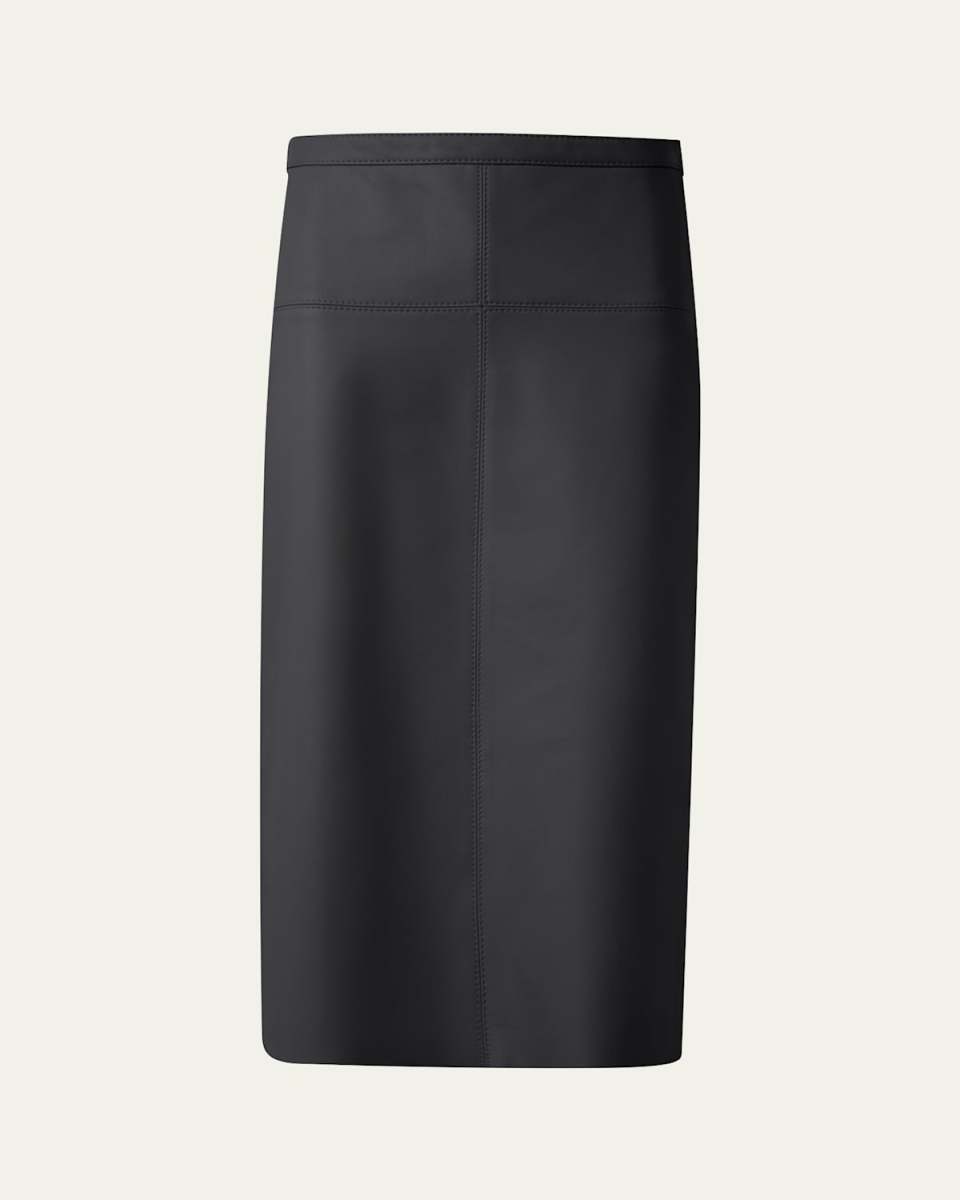 Midi Straight Leather Skirt